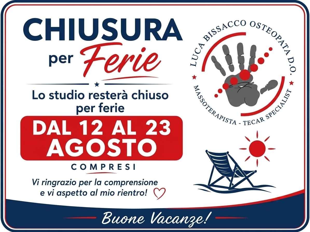Avviso chiusura ferie dello studio di Luca Bissacco